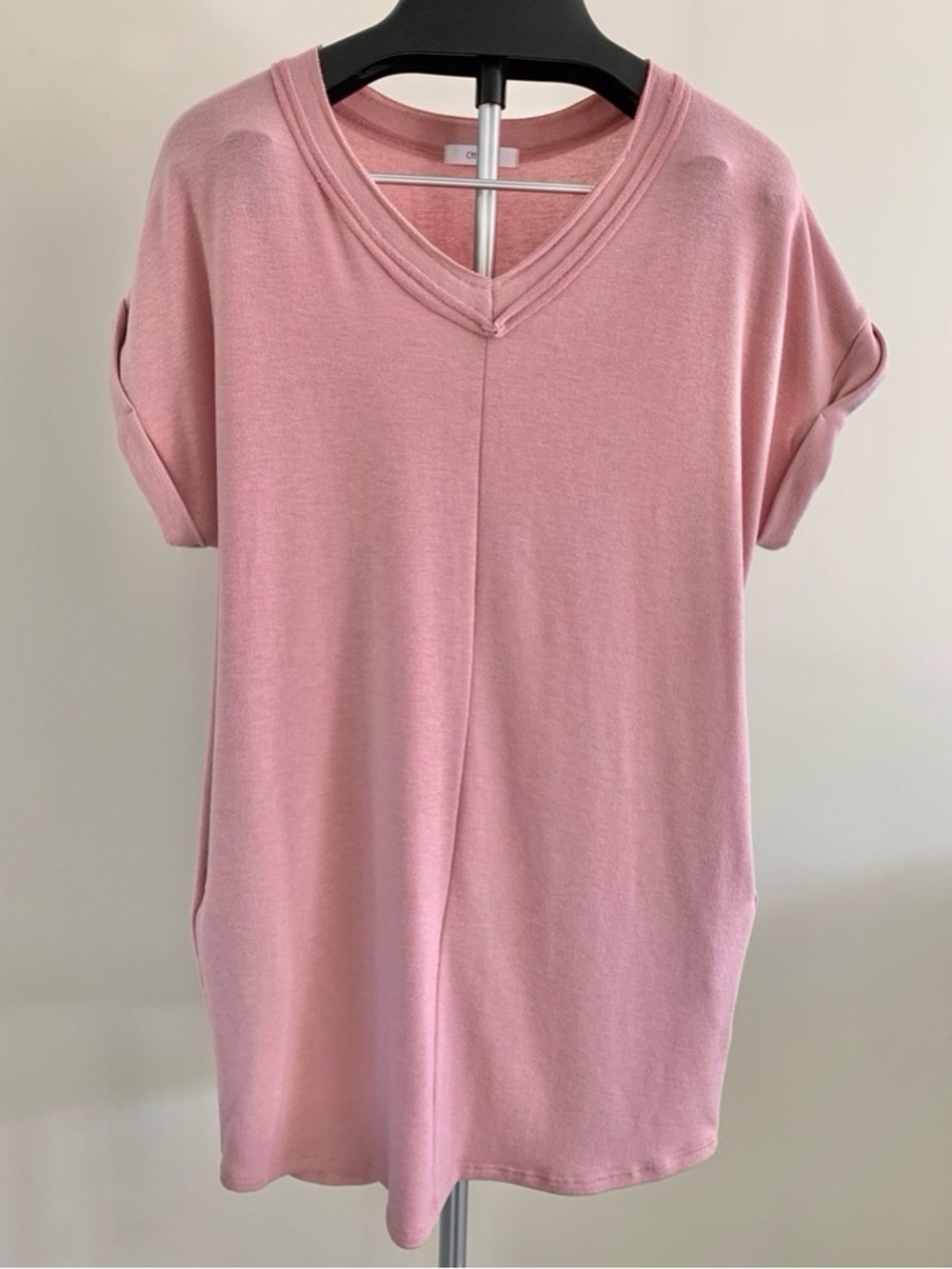 Soft V-Neck Dolman Sleeve Top - Pink